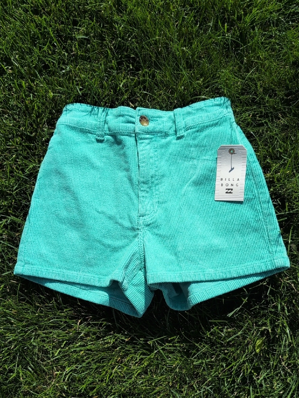 BILLABONG Women’s Turquoise High-Waist Corduroy Shorts